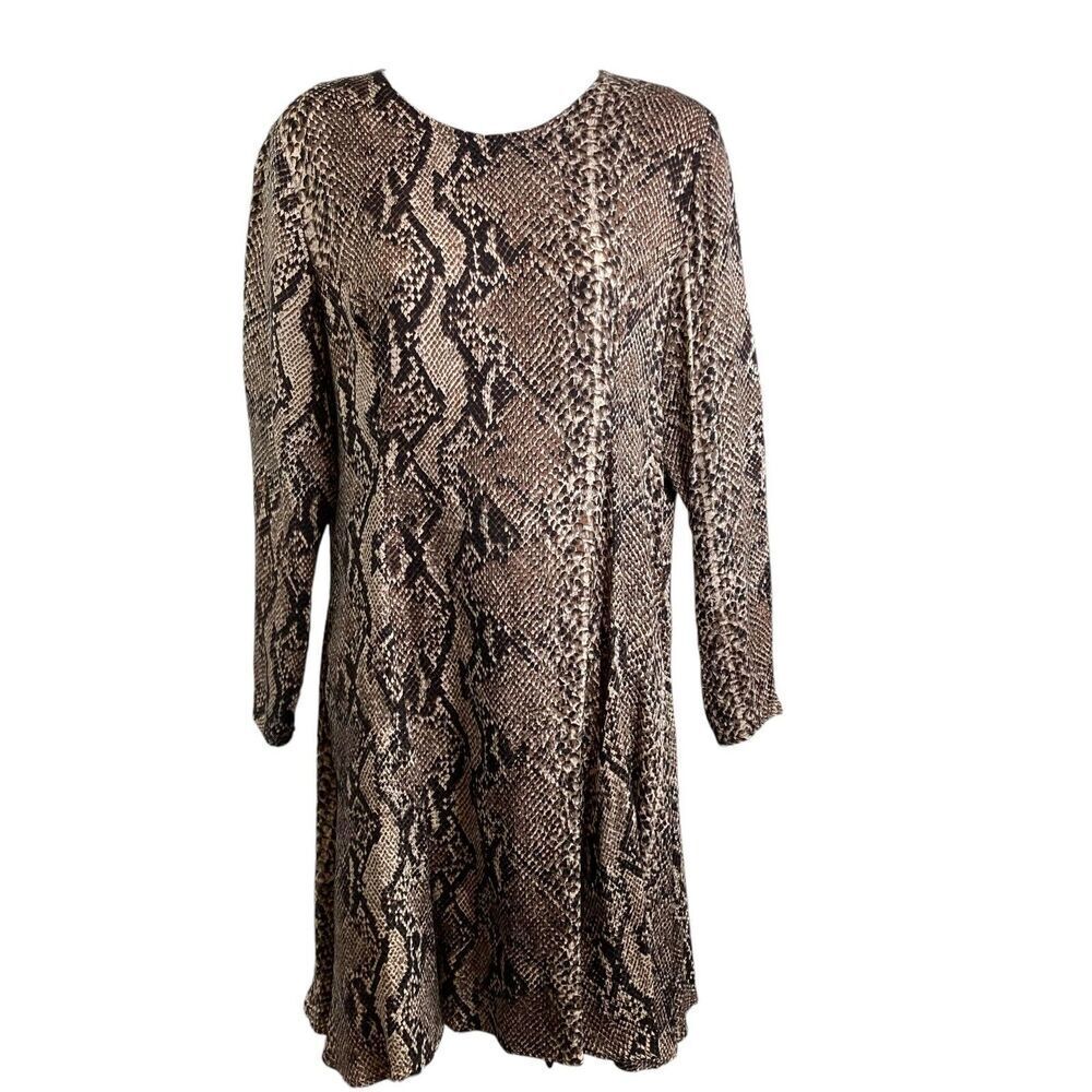 Flora‎ Kung Womens Vintage 100% Silk Snakeskin Print Shift Dress Size 10 Classic
